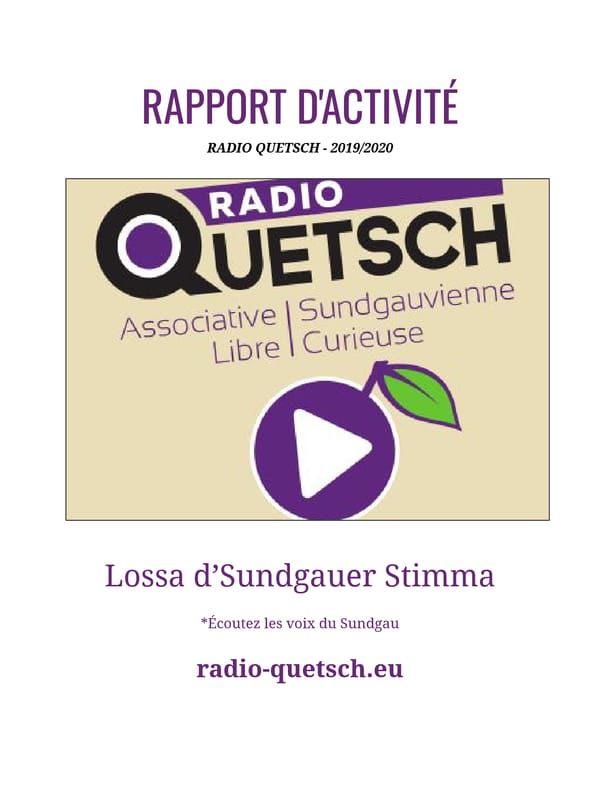 Rapport d'activité 2019
